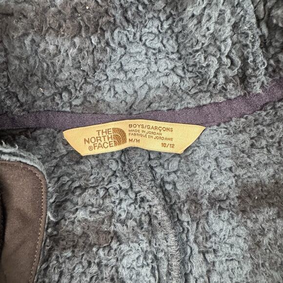 The North Face Boys Hampshire Hooded Sherpa Pullover In Blue Plaid Size 10/12 - Picture 5 of 9